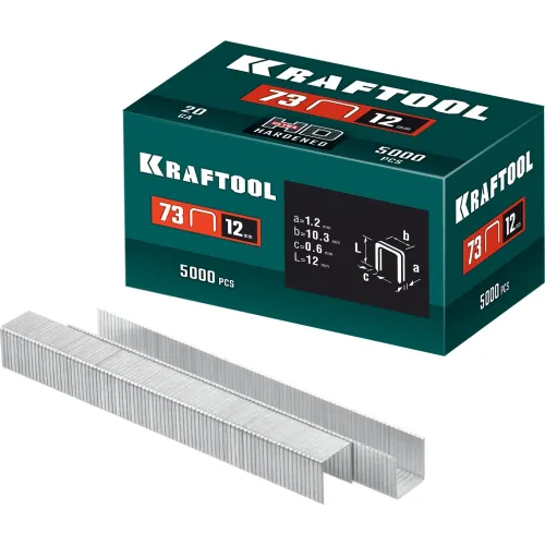 KRAFTOOL скобы тип 73, 12 мм, калибр 20GA. 5000 шт (31773-12)