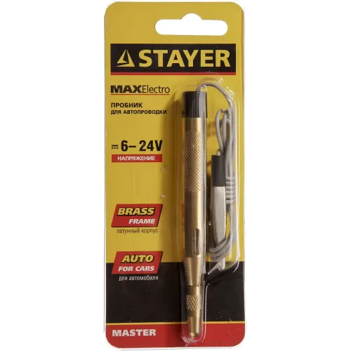 STAYER MAXElectro, 6 - 24 В, 110 мм, электрический пробник для автопроводки (2574)