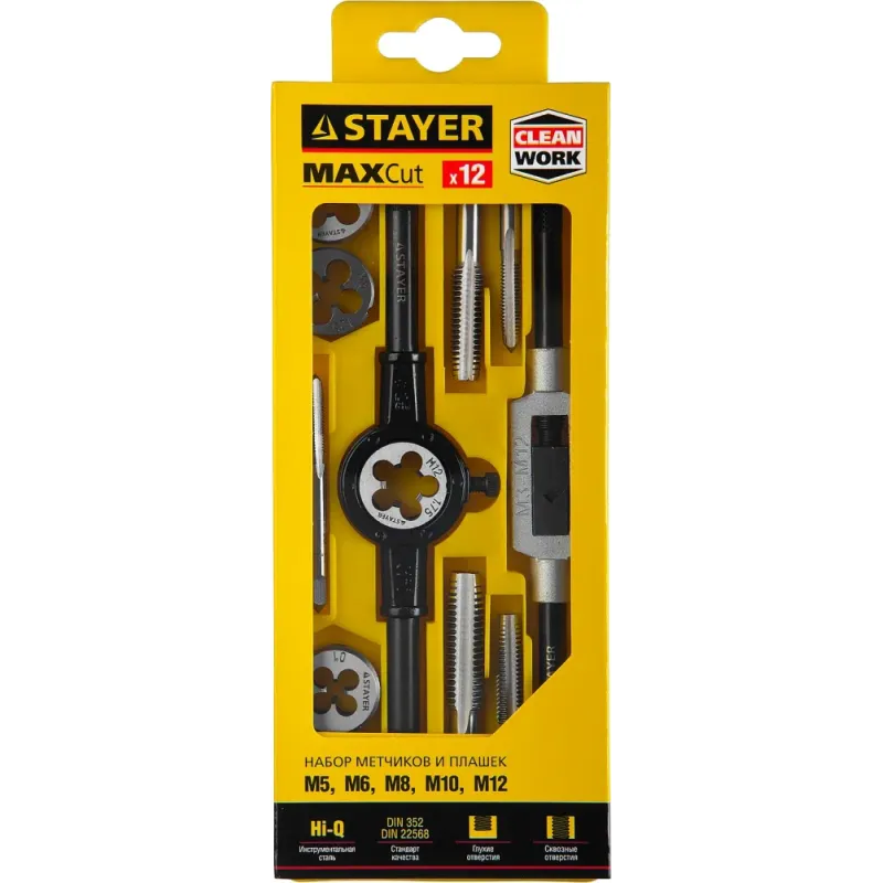 STAYER MaXCut, 12 предмета, набор метчиков и плашек (28012-H12)