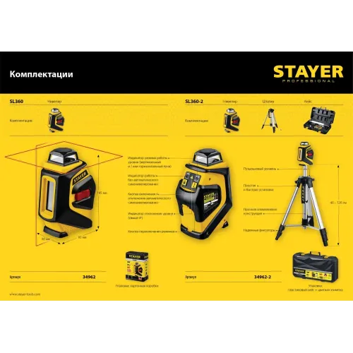 STAYER 20 м, лазерный нивелир, Professional (34962)