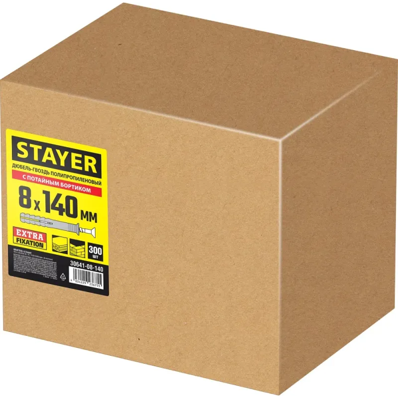 STAYER 8 х 140 мм, потайной бортик, 300 шт, дюбель-гвоздь (30641-08-140)