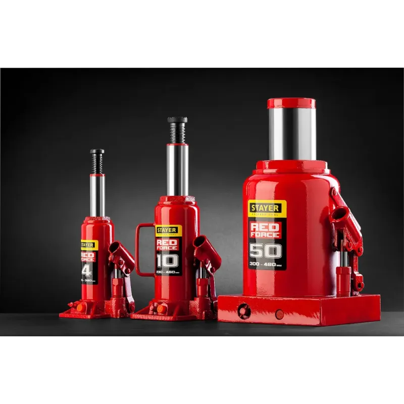 STAYER RED FORCE, 12 т, 230 - 465 мм, бутылочный гидравлический домкрат, Professional (43160-12)
