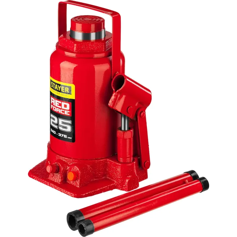 STAYER RED FORCE, 25 т, 240 - 375 мм, бутылочный гидравлический домкрат, Professional (43160-25)