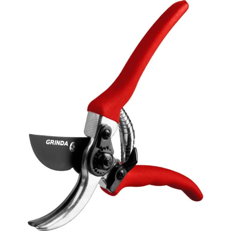GRINDA G-11, 210 мм, лезвия из углеродистой стали, закалены, тефлоновое покрытие, алюминиевые рукоятки, плоскостной секатор (8-423001)