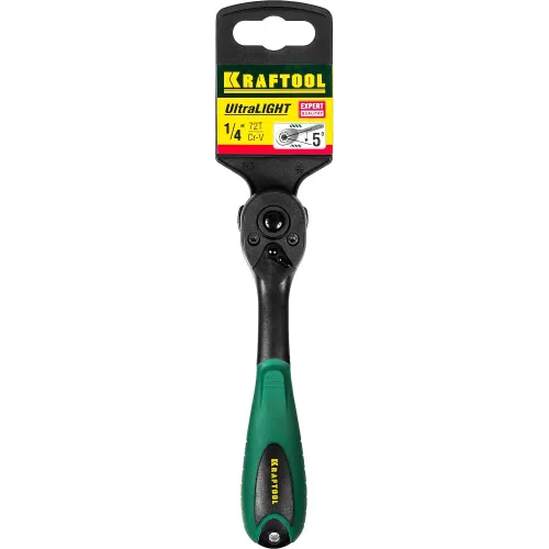 KRAFTOOL 1/4″, 72 зубца, пластиковое покрытие, трещотка для торцовых головок (27796-1/4)