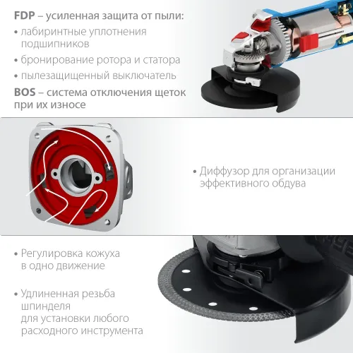 ЗУБР 1100 Вт, d125 мм, УШМ, Профессионал (УШМ-П125-1100)