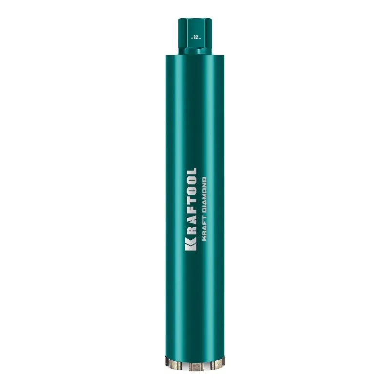 KRAFTOOL DIAMOND 82 мм (450 мм, 1 1/4″, лазерная сварка, сухое сверление с микроударом), алмазная коронка по железобетону (29825-082)