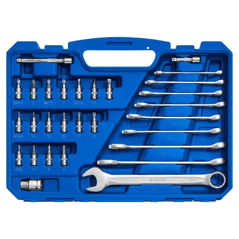 ЗУБР А-82, 82 предм.,(1/2″ + 1/4″), универсальный набор инструмента, Профессионал (27635-H82)