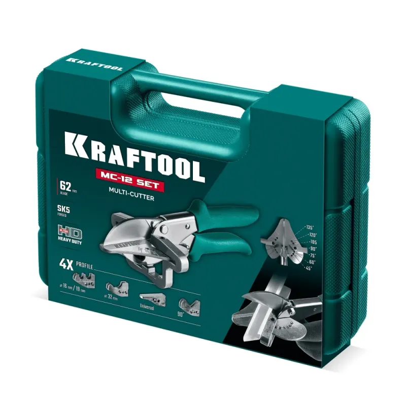 KRAFTOOL MC-12, для различных профилей из пластика и резины, с набором сменных губок, угловые ножницы (23372-12)