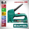 KRAFTOOL Universal-HD, 6-в-1: 53 (A/10/JT21) 23GA (6 - 14 мм)/140 (G/11/57) 20GA (8 - 14 мм)/13/53F/300/500, универсальный алюминиевый степлер (3188)