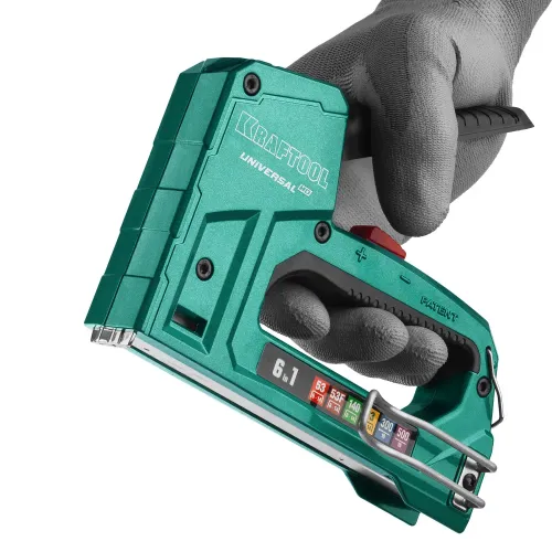 KRAFTOOL Universal-HD, 6-в-1: 53 (A/10/JT21) 23GA (6 - 14 мм)/140 (G/11/57) 20GA (8 - 14 мм)/13/53F/300/500, универсальный алюминиевый степлер (3188)