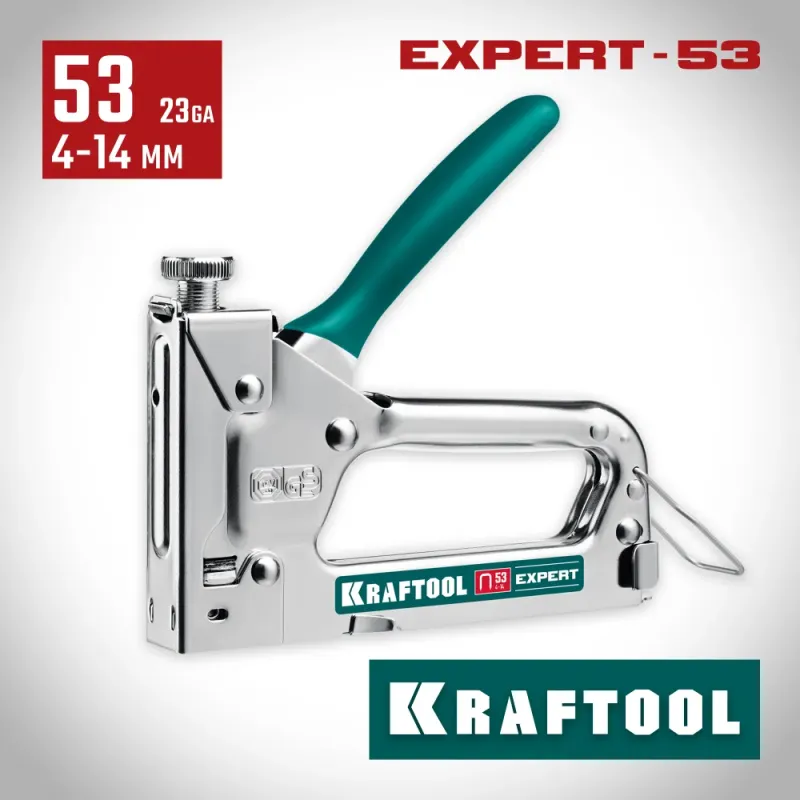 KRAFTOOL Expert-53, тип 53 (A/10/JT21) 23GA (4 - 14 мм), стальной компактный степлер (3187)