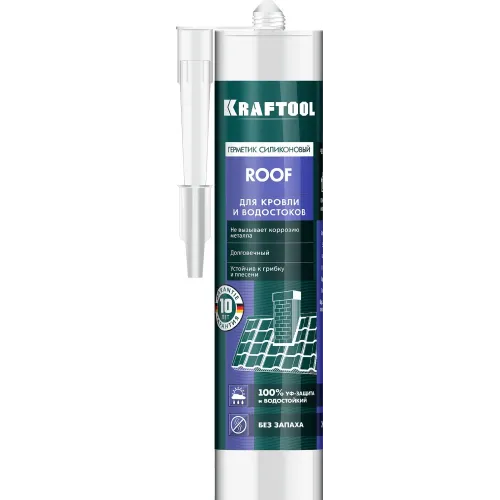 KRAFTOOL ROOF, 300 мл, черный, кровельный силиконовый герметик (41258-4)