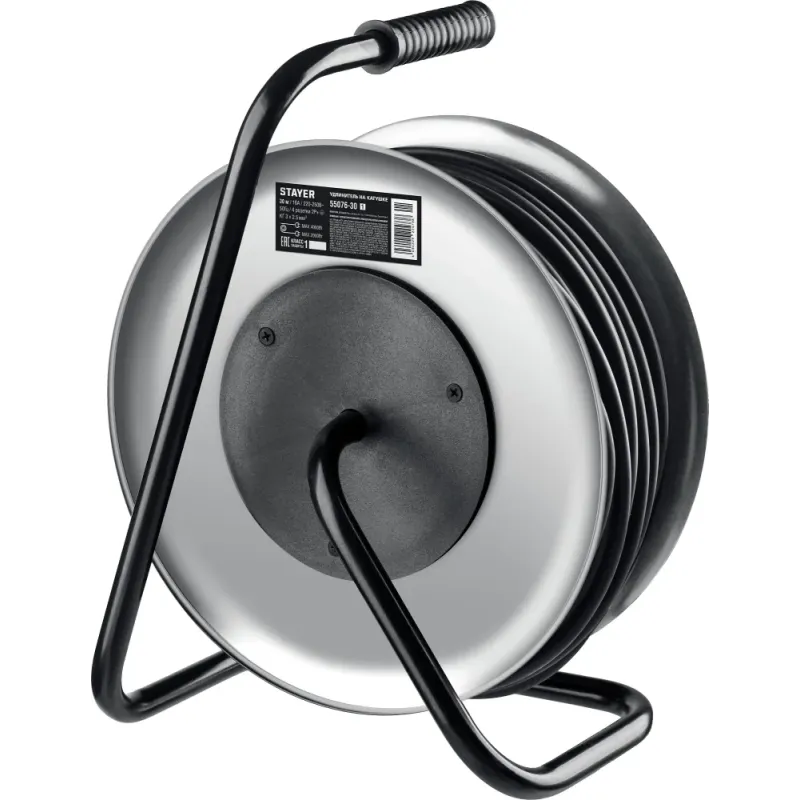 STAYER PRO-325, КГ, 3 х 2.5 мм2, 30 м, 4000 Вт, IP44, силовой удлинитель на стальной катушке (55076-30)