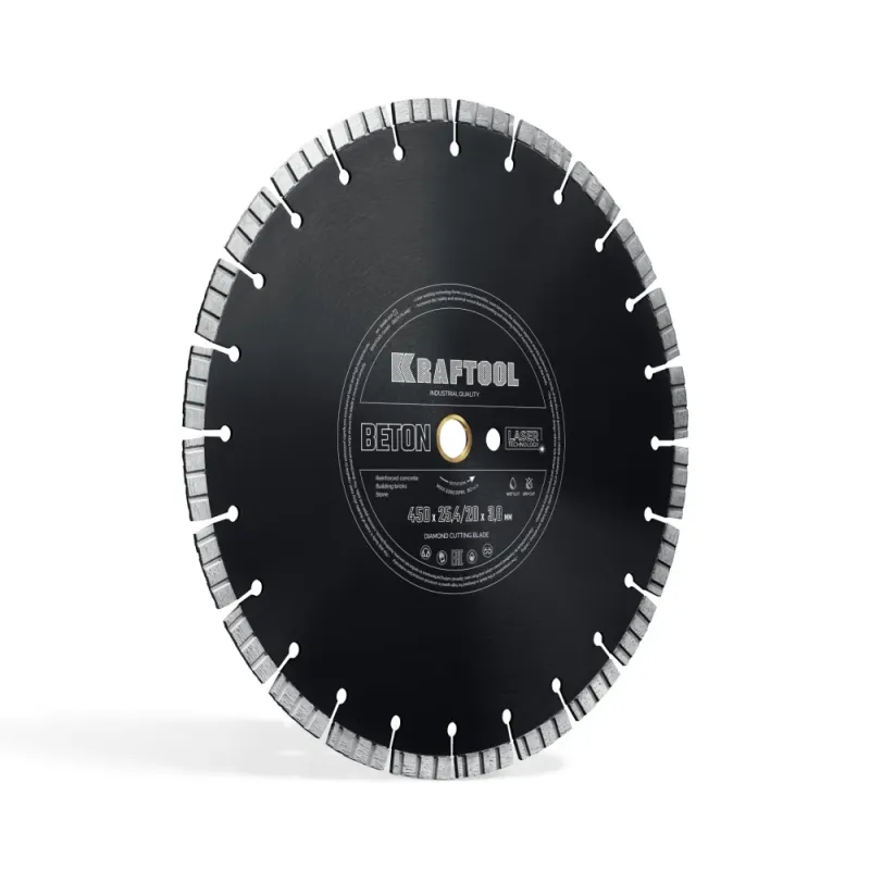 KRAFTOOL BETON 450 мм (25.4/20 мм, 12х3.8 мм), алмазный диск (36686-450)
