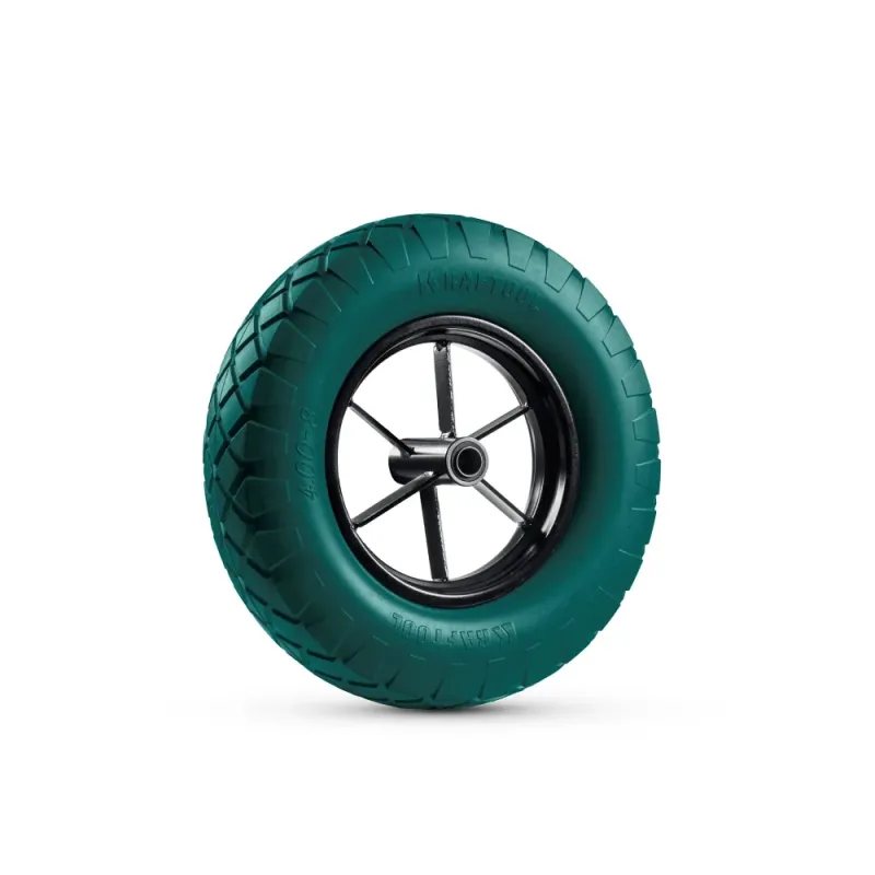 KRAFTOOL MAXDrive на спицевом диске, 4.80/4.00-8 х 380 мм, для тачек (арт. 39860, 39862), подшипник - 20 мм, колесо полиуретановое для тачек (39869)