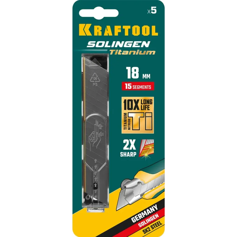 KRAFTOOL 18 мм, 5 шт, сегментированные лезвия (09606-TIN-18-S5)