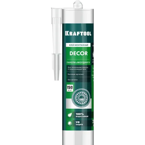 KRAFTOOL DÉCOR, 310 мл, белый, монтажный клей для молдингов (41349)