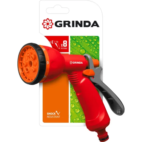 GRINDA P-8, 8 режимов, курок сзади, пластиковый, поливочный пистолет (8-427370)