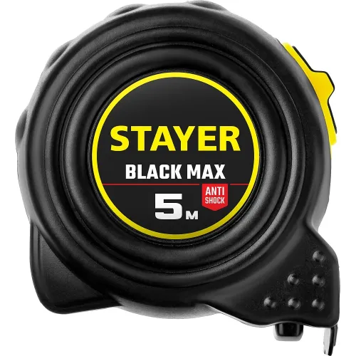 STAYER BlackMax, 5 м х 25 мм, рулетка с двумя фиксаторами, Professional (3410-05-25)