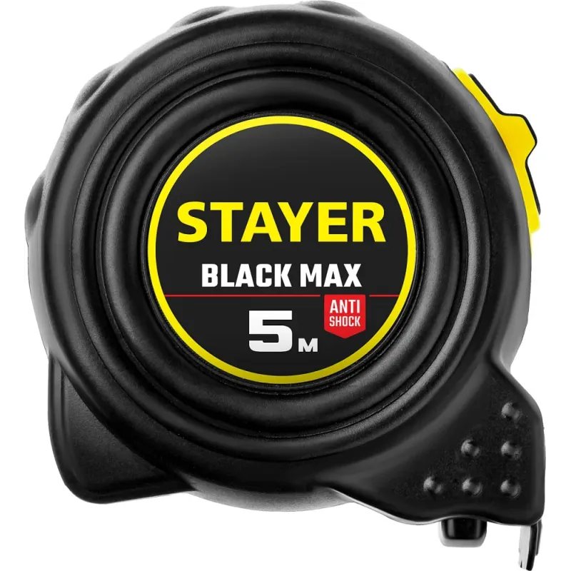 STAYER BlackMax, 5 м х 25 мм, рулетка с двумя фиксаторами, Professional (3410-05-25)