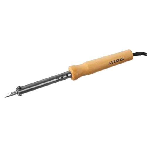 STAYER MAXTerm, 60 Вт, клин, электропаяльник с деревянной рукояткой (55310-60)