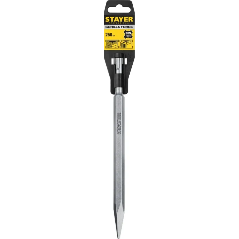 STAYER Gorilla Force, 250 мм, SDS-Plus, пикообразное зубило, Professional (29351-00-250)