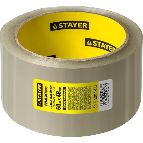 STAYER Max Tape, 48 мм, 60 м, 45 мкм, прозрачная, клейкая лента (1204-50)