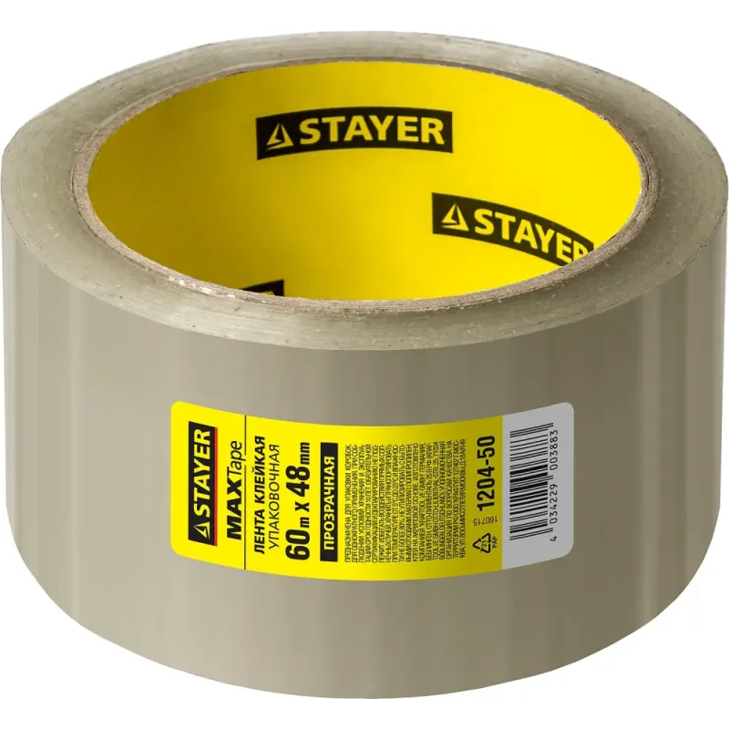 STAYER Max Tape, 48 мм, 60 м, 45 мкм, прозрачная, клейкая лента (1204-50)