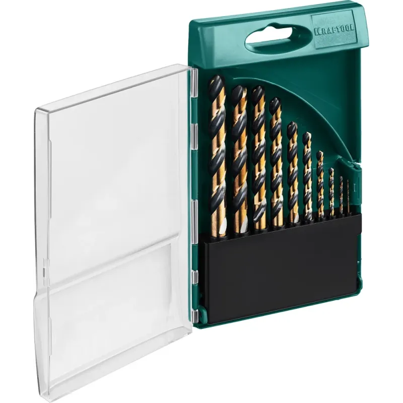 KRAFTOOL COBALT-8, 10 шт, (1-10 мм), сталь М42, HSS-Co(8%), набор сверл по металлу (29656-H10)