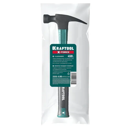 KRAFTOOL X-FORCE 450 г, столярный молоток-гвоздодёр (20265-45)