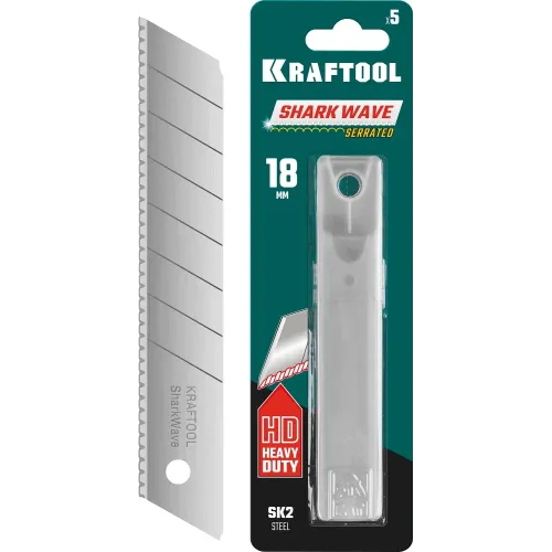 KRAFTOOL 18 мм, 5 шт, серрейторные сегментированные лезвия для сложных материалов (09604-18-S5)