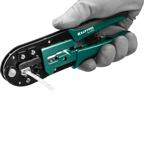 KRAFTOOL RJ-Pro, (RJ45, RJ11,RJ12), храповый механизм, универсальный кримпер (22698)
