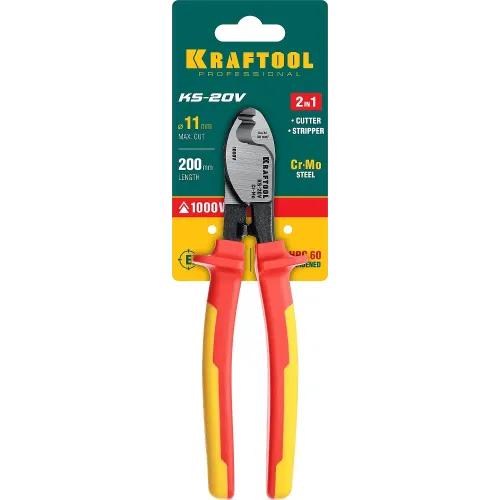 KRAFTOOL KS-20V, 1000 В, d 11мм, 200мм, диэлектрический кабелерез (23333-20V)