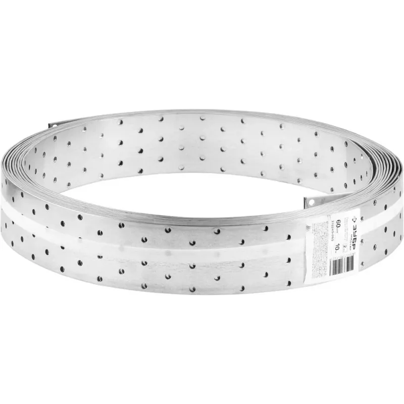 ЗУБР ПЛ-2.0, 60 x 2 мм, 10 м, цинк, перфорированная монтажная лента (310245-060)
