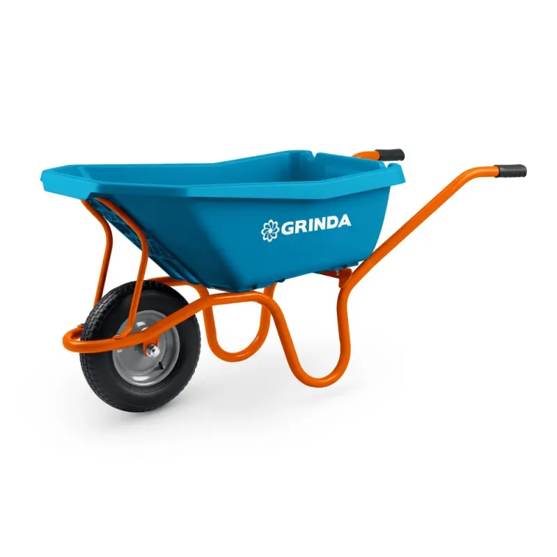 GRINDA GP-21, ударопрочный пластиковый кузов, 110 л, 180 кг, одноколесная, пневматическое колесо, тачка садовая PROLine (422408)