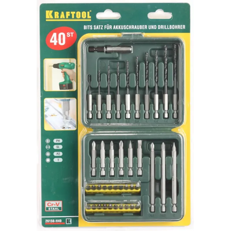 KRAFTOOL KraftMax, 40 шт, набор бит со сверлами (26156-H40)