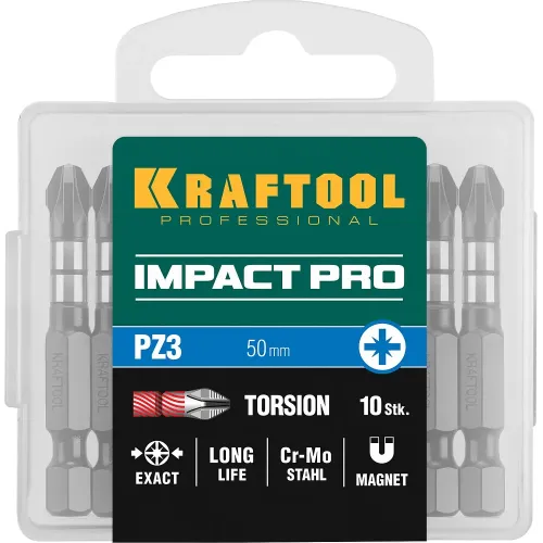KRAFTOOL Impact PZ3, 50 мм, 10 шт, ударные биты (26193-3-50-S10)