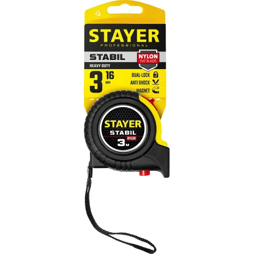 STAYER Stabil, 3 м х 16 мм, рулетка, Professional (34131-03)