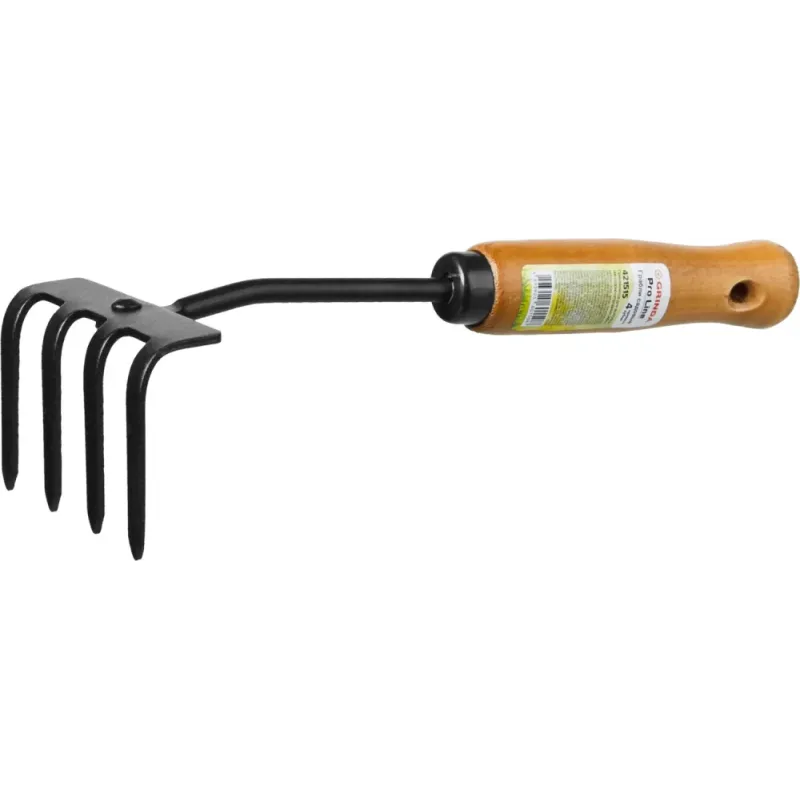GRINDA ProLine 64х100х270 мм, 4-х зубые, деревянная ручка, садовые грабли (421515)