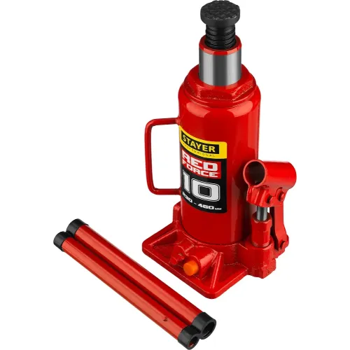 STAYER RED FORCE, 10 т, 230 - 460 мм, бутылочный гидравлический домкрат, Professional (43160-10)