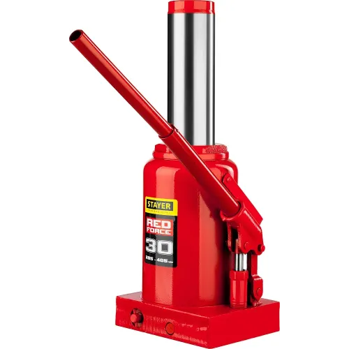 STAYER RED FORCE, 30 т, 285 - 465 мм, бутылочный гидравлический домкрат, Professional (43160-30)