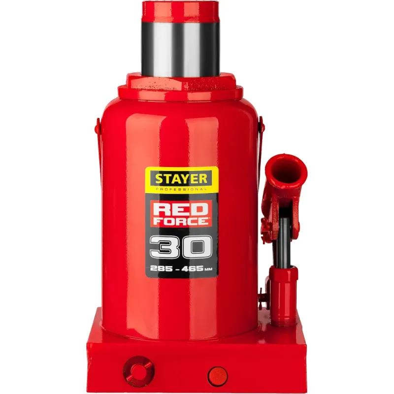 STAYER RED FORCE, 30 т, 285 - 465 мм, бутылочный гидравлический домкрат, Professional (43160-30)