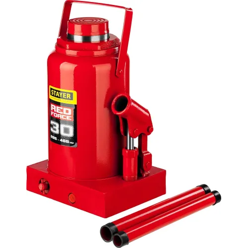 STAYER RED FORCE, 30 т, 285 - 465 мм, бутылочный гидравлический домкрат, Professional (43160-30)
