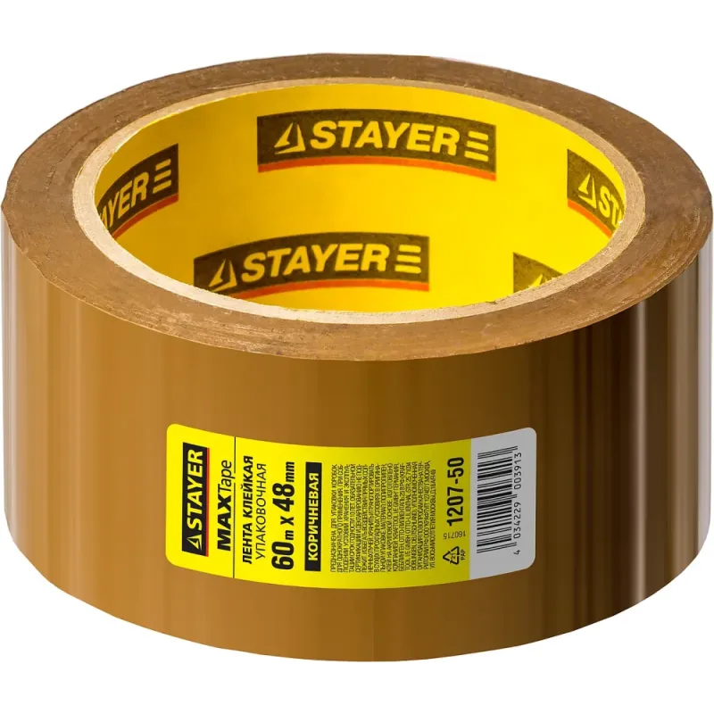 STAYER 48 мм, 60 м, 45 мкм, коричневая, клейкая лента (1207-50)