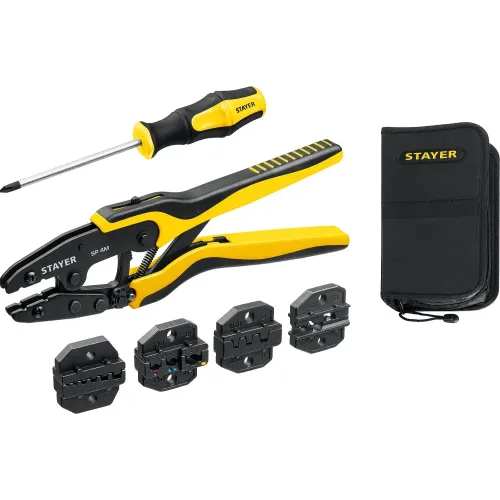 STAYER SP-4M, 4 матрицы в сумке-чехле, пресс-клещи для кабельных наконечников, Professional (45445)