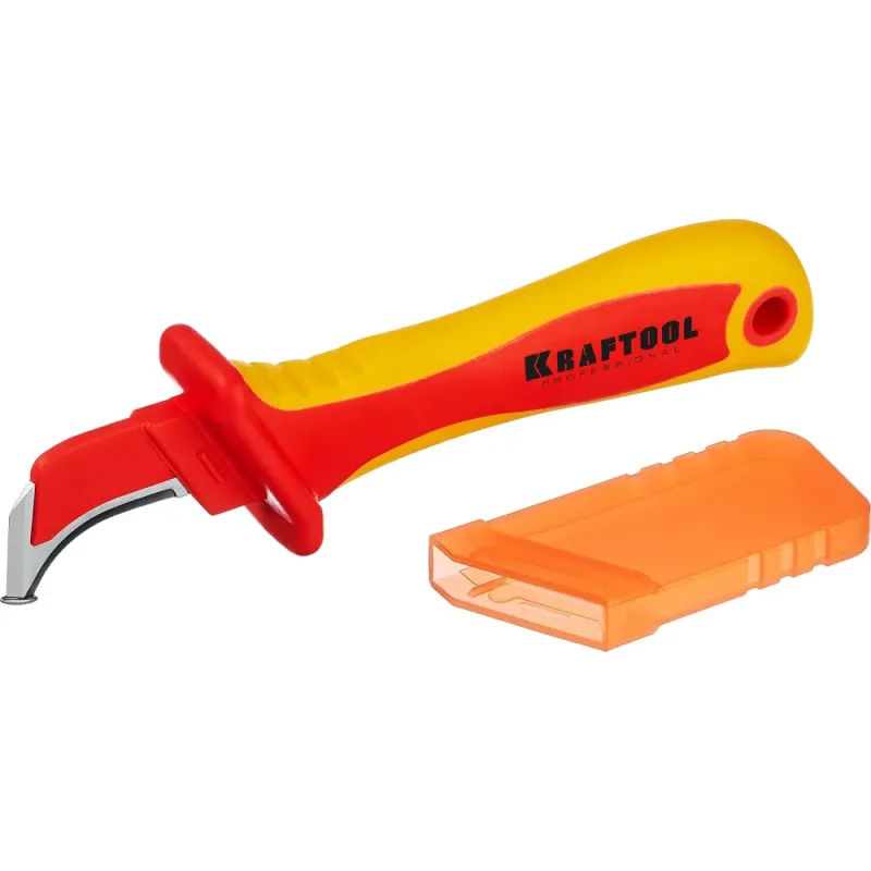 KRAFTOOL KN-7, 1000 В, изогнутый, диэлектрический нож электрика (45400)