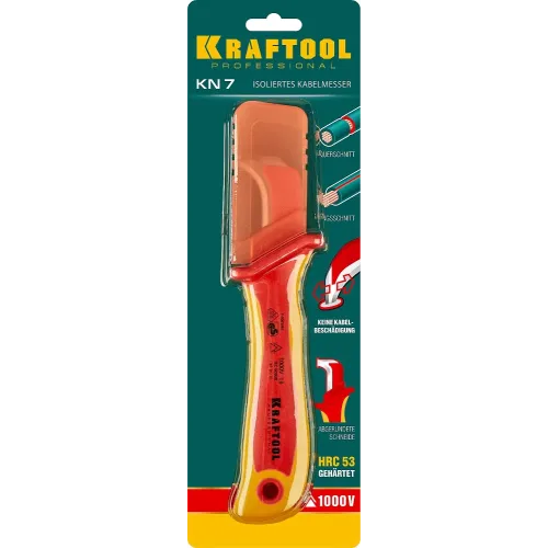 KRAFTOOL KN-7, 1000 В, изогнутый, диэлектрический нож электрика (45400)