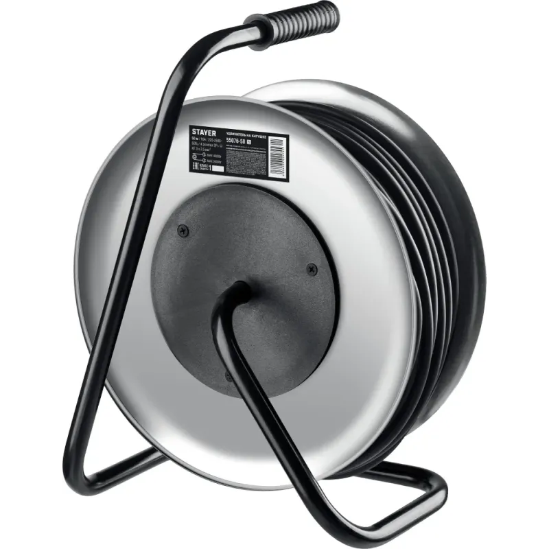 STAYER PRO-325, КГ, 3 х 2.5 мм2, 50 м, 4000 Вт, IP44, силовой удлинитель на стальной катушке (55076-50)