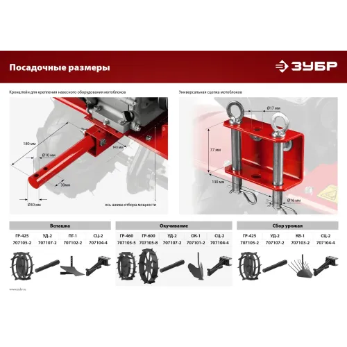 ЗУБР 7 л.с., мотоблок с понижающей передачей (МТБ-400)